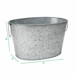 Small Galvanized Steel Beverage Tub with Handles in Silver by Mind Reader -Bar Accessories Sales mind reader beverage tubs itubsm sil 76 1000