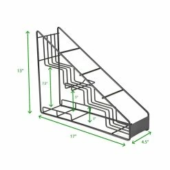 Metal, Black, Alloy Collection, 4-Compartment Graduated Bottle Stand, Countertop Organizer by Mind Reader -Bar Accessories Sales mind reader wine totes irsyr4 blk 4f 1000