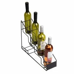 Metal, Black, Alloy Collection, 4-Compartment Graduated Bottle Stand, Countertop Organizer by Mind Reader -Bar Accessories Sales mind reader wine totes irsyr4 blk 76 1000
