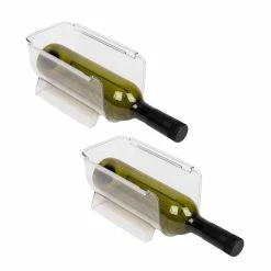 Clear Wine Bottle Plastic Storage Bin (Set of 2) by Mind Reader -Bar Accessories Sales mind reader wine totes winboth2 clr 76 1000