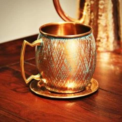 5 in. 100% Pure Hammered Copper Metallic Aesthetic Drink Coaster Perfect For Home, Bars or Restaurants (Set of 4) by Alchemade -Bar Accessories Sales multi alchemade coasters alch 6101 fa 1000