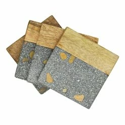 5 in. Mixed Wood And Terrazzo Coasters Perfect For Home, Bars or Restaurants (Set of 2) by Alchemade