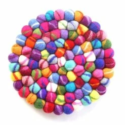 Felt Ball Trivets: Round, Rainbow by Global Craft