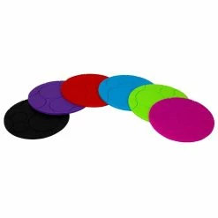 4 in. Non-Slip Round Silicone Multi-color Coasters (Set of 6) by Home Basics -Bar Accessories Sales multi home basics coasters hdc69911 4f 1000