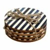 4-Piece White and Ocean Blue Striped Coaster Set by Mascot Hardware