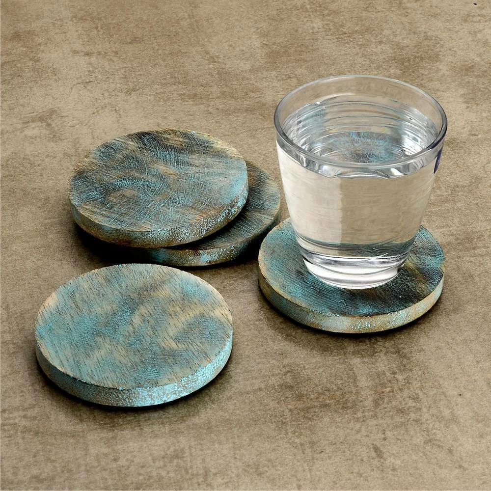 Sprayed Blue 4-Pieces Round Coaster Set by Mascot Hardware 2 Sprayed Blue 4-Pieces Round Coaster Set by Mascot Hardware - Image 2