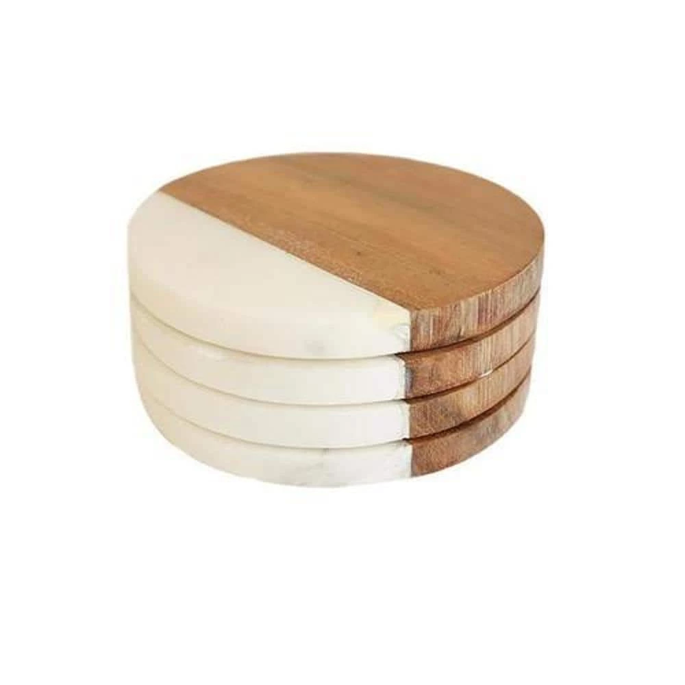 Fusion Wood and Marble Coasters (4-Pieces) by Mascot Hardware 1 Fusion Wood and Marble Coasters (4-Pieces) by Mascot Hardware