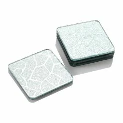 Designer Glass Silver Coasters (4-Pieces) by Mascot Hardware