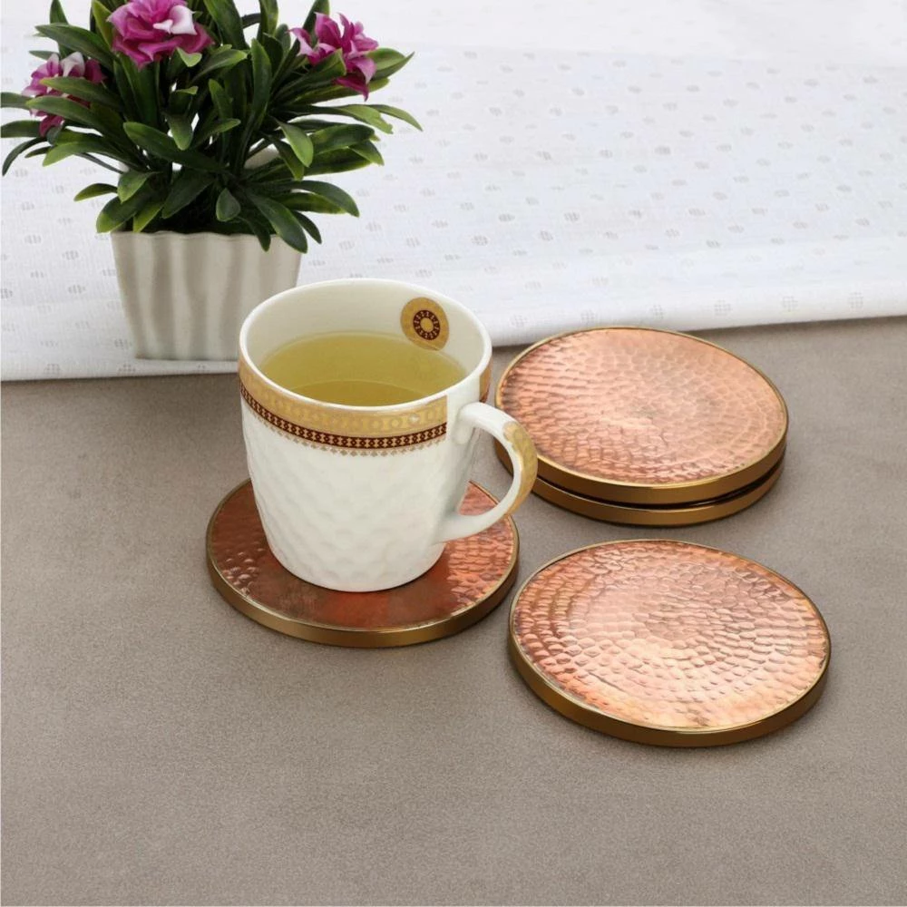 Hammered Copper Polished Coasters (4-Pieces) by Mascot Hardware 2 Hammered Copper Polished Coasters (4-Pieces) by Mascot Hardware - Image 2