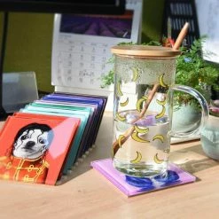 4 in. x 4 in. Glass Coasters with Cork Bottom - Music 12-Characters by Pets Rock -Bar Accessories Sales multi pets rock coasters prcs a2 12 31 1000