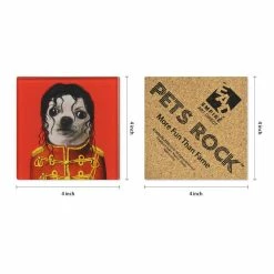 4 in. x 4 in. Glass Coasters with Cork Bottom - Music 12-Characters by Pets Rock -Bar Accessories Sales multi pets rock coasters prcs a2 12 44 1000