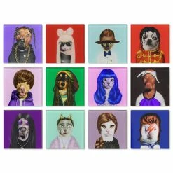 4 in. x 4 in. Glass Coasters with Cork Bottom - Music 12-Characters by Pets Rock