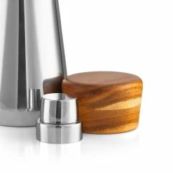 Vie 9 in. Stainless and Wood Cocktail Shaker by NAMBE -Bar Accessories Sales nambe cocktail shakers mt1099 4f 1000