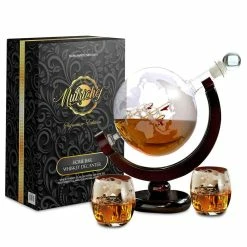 29 oz. Glass Wine and Whiskey Decanter Aerator Set with Whiskey Glasses by NutriChef