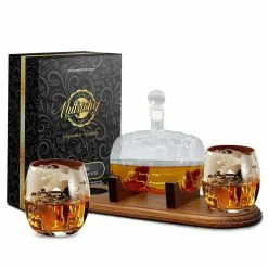 25 oz. Glass Wine and Whiskey Decanter Aerator Set with Whiskey Glasses by NutriChef