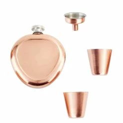 DuraCopper 4-Piece Heart Hip Flask Set by Old Dutch