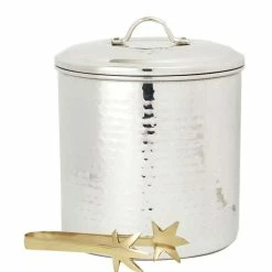 3 Qt. Hammered Stainless Steel Ice Bucket with Liner and Tongs by Old Dutch