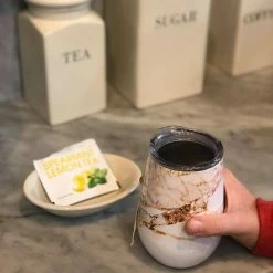 12 oz. Copper and White Marble Pattern Stainless Steel Double Wall Wine Glass Tumbler with Lid (Set of 2) by Outset -Bar Accessories Sales outset cocktail sets 76485 31 1000