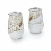 12 oz. Copper and White Marble Pattern Stainless Steel Double Wall Wine Glass Tumbler with Lid (Set of 2) by Outset