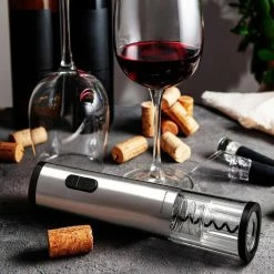 Modern Silver Wine Opener with Foil Cutter, LED, Cordless Stainless Steel (WO1381S) by OVENTE -Bar Accessories Sales ovente wine openers wo1381s 76 1000