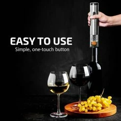 Modern Silver Wine Opener with Foil Cutter, LED, Cordless Stainless Steel (WO1381S) by OVENTE -Bar Accessories Sales ovente wine openers wo1381s c3 1000