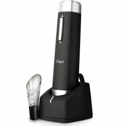 Prestige Electric Wine Bottle Opener with Aerating Pourer, Foil Cutter and Elegant Recharging Stand by Ozeri