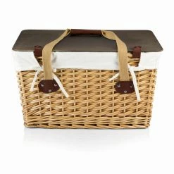 Canasta Grande Natural Wicker Wood Picnic Basket With Brown Lid by Picnic Time -Bar Accessories Sales picnic time wine totes 119 00 190 000 0 1f 1000