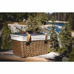 Canasta Grande Natural Wicker Wood Picnic Basket With Brown Lid by Picnic Time -Bar Accessories Sales picnic time wine totes 119 00 190 000 0 44 1000