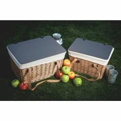 Canasta Grande Natural Wicker Wood Picnic Basket With Brown Lid by Picnic Time -Bar Accessories Sales picnic time wine totes 119 00 190 000 0 fa 1000