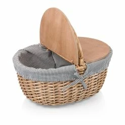 Country Blue Wood Picnic Basket by Picnic Time -Bar Accessories Sales picnic time wine totes 138 00 211 000 0 1f 1000