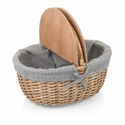 Country Blue Wood Picnic Basket by Picnic Time