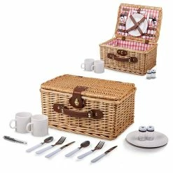 Catalina Red & White Wood Picnic Basket by Picnic Time