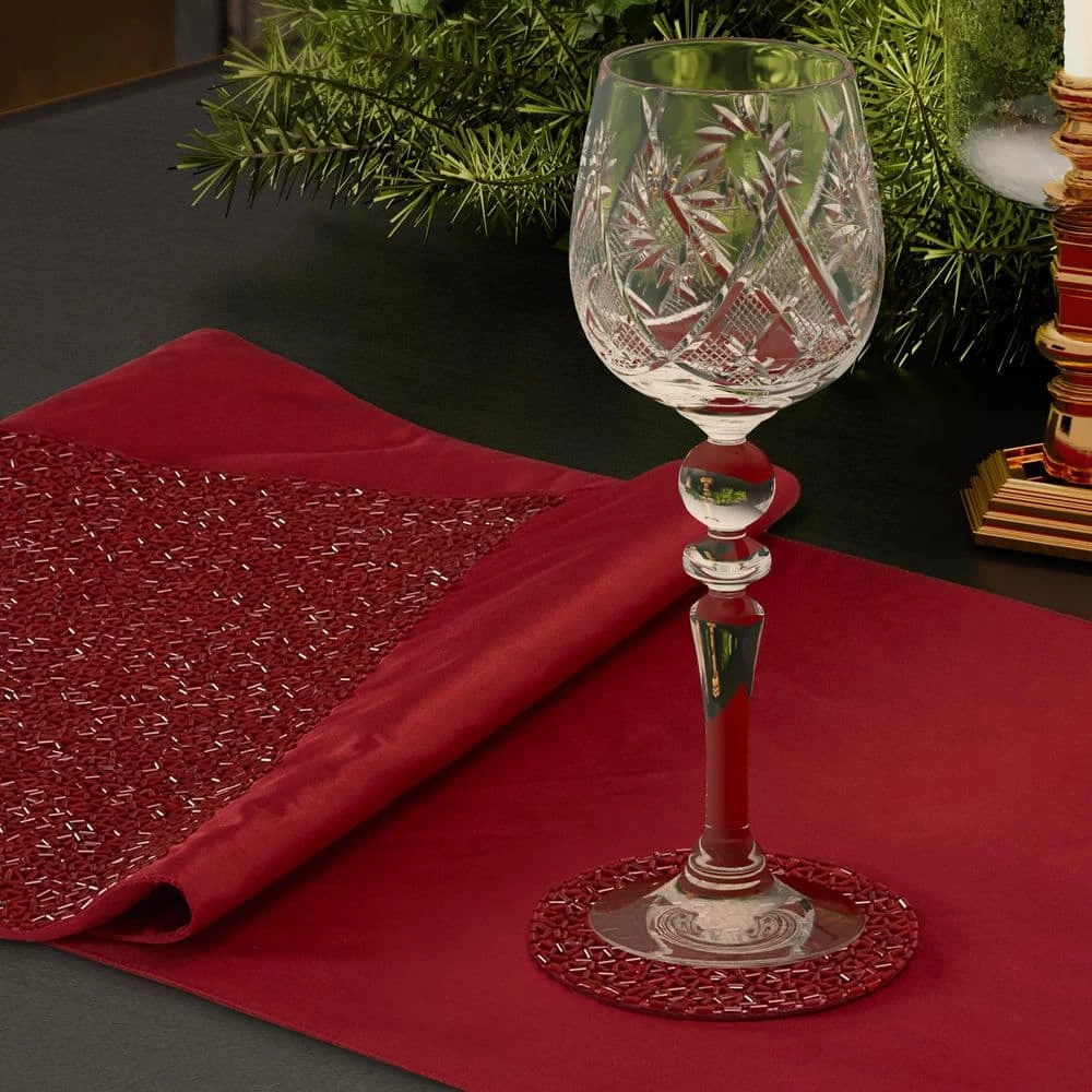 Shimmer Crimson Red Polyester Coasters 4-Piece Set by Unbranded 3 Shimmer Crimson Red Polyester Coasters 4-Piece Set by Unbranded - Image 3