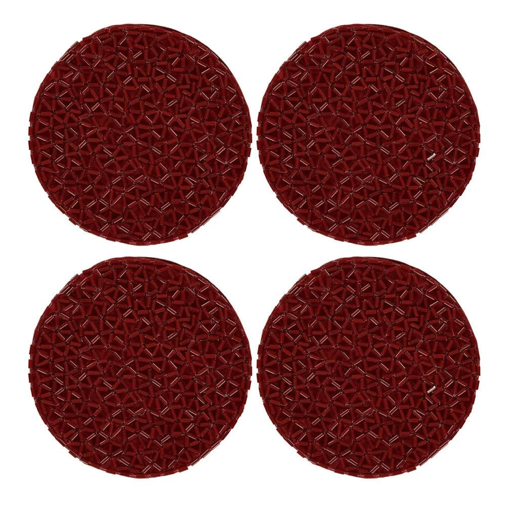 Shimmer Crimson Red Polyester Coasters 4-Piece Set by Unbranded 1 Shimmer Crimson Red Polyester Coasters 4-Piece Set by Unbranded
