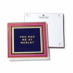 Wine Enthusiast Pink Set Of 4 Glass Coaster Set 4"D by Trina Turk -Bar Accessories Sales reds pinks trina turk coasters 1333095 66 1000