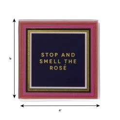 Wine Enthusiast Pink Set Of 4 Glass Coaster Set 4"D by Trina Turk -Bar Accessories Sales reds pinks trina turk coasters 1333095 fa 1000