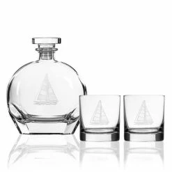 Sailboat 23 fl.oz. Glass Decanters with Whiskey Glasses (Set of 3) by Rolf Glass