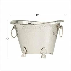 2-Bottle Silver Aluminum Traditional Wine Holder by Litton Lane -Bar Accessories Sales silver litton lane ice buckets 040160 76 1000