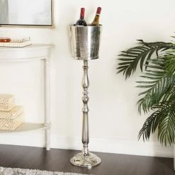 2-Bottle Silver Aluminum Traditional Wine Holder by Litton Lane -Bar Accessories Sales silver litton lane ice buckets 041103 31 1000
