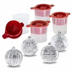 Christmas Ornament Ice Molds, Set of 4, for Making Festive, Slow-Melting Drink Ice by Spectrum