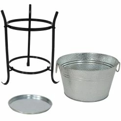 Pebbled Galvanized Steel Ice Bucket Drink Cooler with Stand and Tray by Sunnydaze Decor 12 Pebbled Galvanized Steel Ice Bucket Drink Cooler with Stand and Tray by Sunnydaze Decor -Bar Accessories Sales sunnydaze decor ice buckets rcm lg260 44 1000