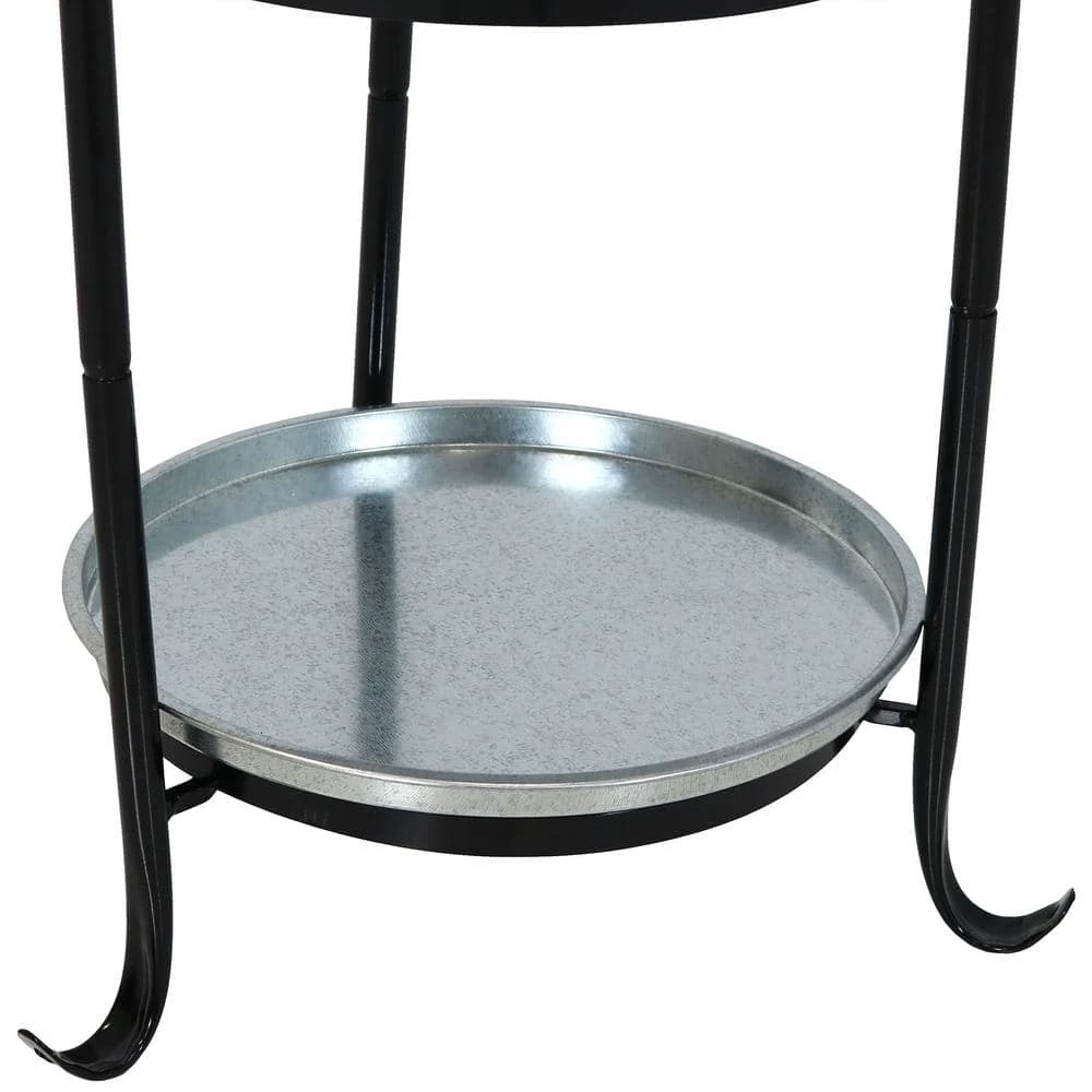 Pebbled Galvanized Steel Ice Bucket Drink Cooler with Stand and Tray by Sunnydaze Decor 7 Pebbled Galvanized Steel Ice Bucket Drink Cooler with Stand and Tray by Sunnydaze Decor - Image 7