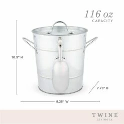 5.35 Gal. Ice Bucket With Lid and Ice Scoop, Galvanized Metal Drink Tub, Wine and Beer Chiller, Holds by TWINE -Bar Accessories Sales twine cocktail sets 2584 1f 1000