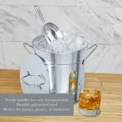 5.35 Gal. Ice Bucket With Lid and Ice Scoop, Galvanized Metal Drink Tub, Wine and Beer Chiller, Holds by TWINE -Bar Accessories Sales twine cocktail sets 2584 4f 1000