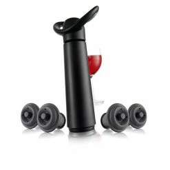 Concerto Wine Saver Pump and Stoppers (Set of 5) by VACU VIN