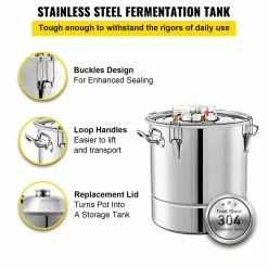 7.9 Gal. Water Alcohol Distiller Stainless Steel Whiskey Distillery Kit with Thermometer for DIY Wine Brandy, Silver by VEVOR -Bar Accessories Sales vevor cocktail sets 30lngzlq000000001v1 4f 1000