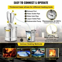 Water Alcohol Distiller 8 Gal. 304 Stainless Steel Still Oxygen-Free Steaming Home Distillery Kit for Purer Whiskey by VEVOR -Bar Accessories Sales vevor cocktail sets dtzlqb30l110v90bbv1 44 1000
