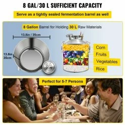 Water Alcohol Distiller 8 Gal. 304 Stainless Steel Still Oxygen-Free Steaming Home Distillery Kit for Purer Whiskey by VEVOR -Bar Accessories Sales vevor cocktail sets dtzlqb30l110v90bbv1 4f 1000