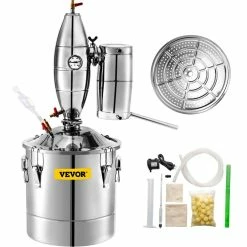 5.3 Gal. Water Alcohol Distiller 304 Stainless Steel Alcohol Still with Vinometer Kit for DIY Whisky Wine Brandy, Silver by VEVOR