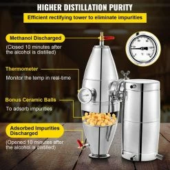 13.2 Gal. Water Alcohol Distiller Stainless Steel Wine Making Boiler Home Kit with Thermometer for DIY Whiskey, Silver by VEVOR -Bar Accessories Sales vevor cocktail sets ngzlq50l000000001v1 1f 1000